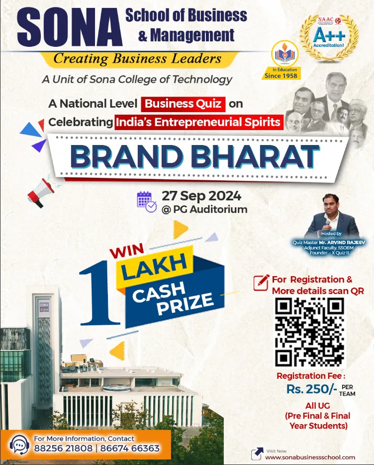 A National Level Bussiness Quiz On Celebrating India's Entrepreneurial Sprites Brand Bharath